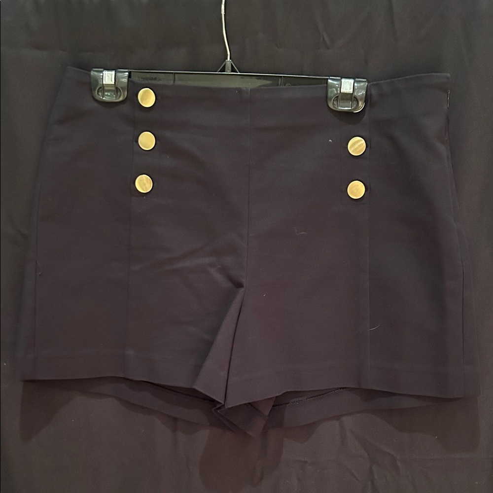 C - LOFT Dark Blue High Waist Shorts with Gold Accents
